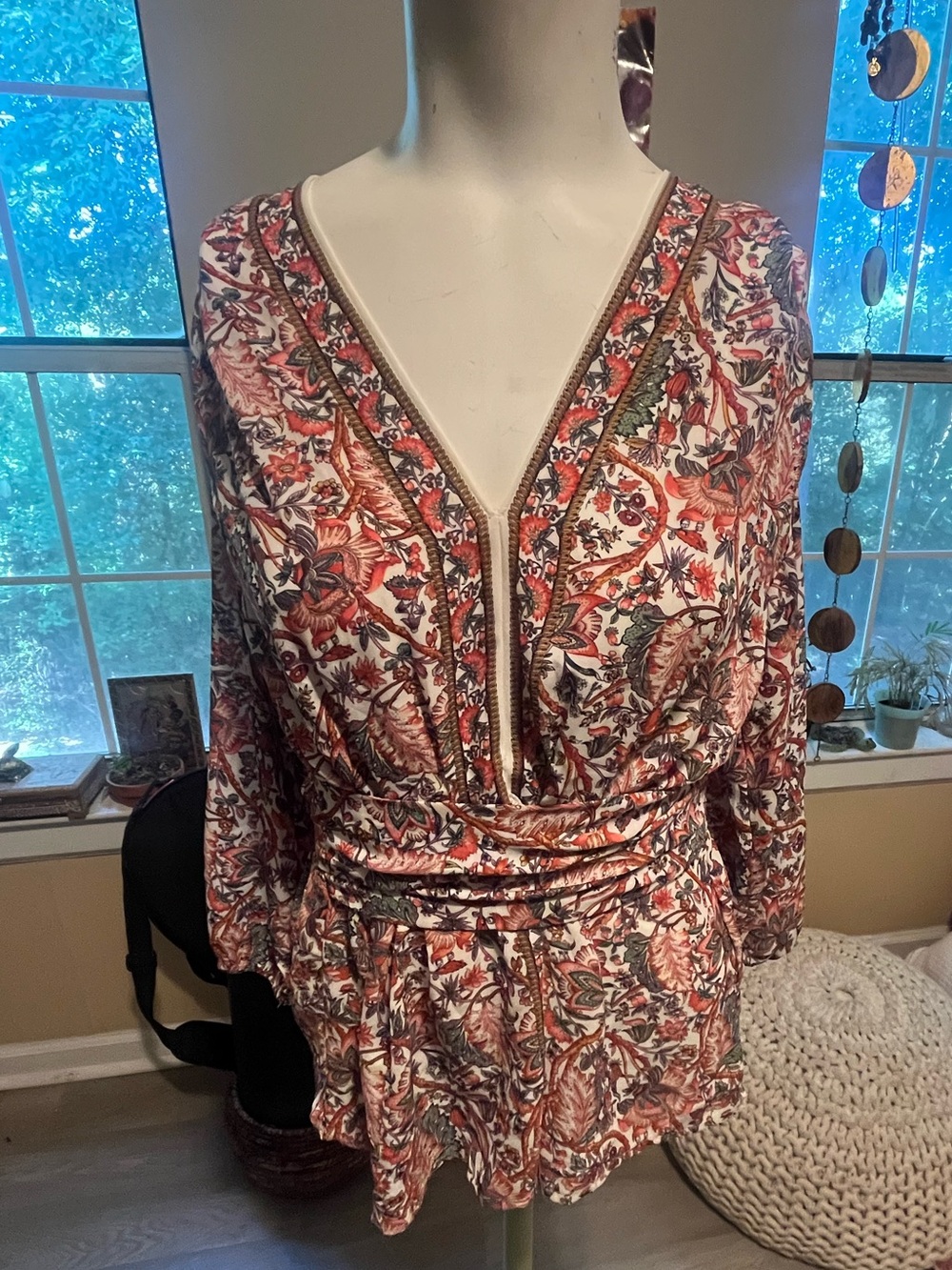 Floral V-Neck Peplum Dress in Multi-Color boho